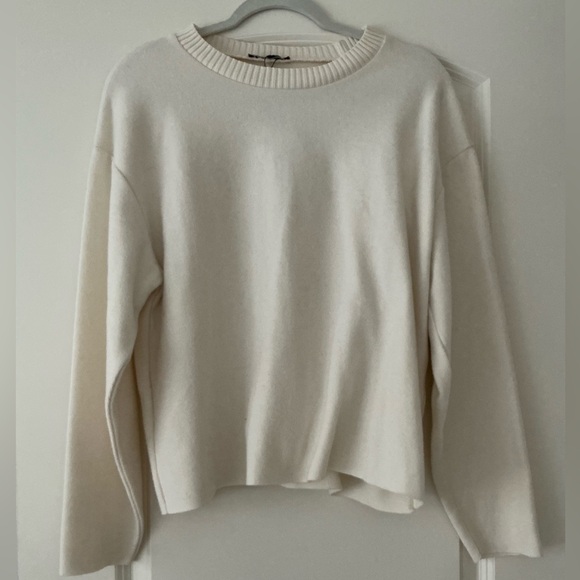 NWT Zara Cream Soft Crew Neck Sweater - Picture 7 of 10
